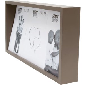 S68QK9 Taupe cubic frame with a sloping back for 3 photos 10x15 cm