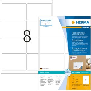 Labels white Movables/removable 99,1x67,7 A4 800 pcs