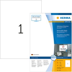 HERMA Labels white Movables-removable 210x297 A4 100 pcs.