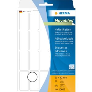 Multi-purpose labels 19x40 mm Movables-removable white...