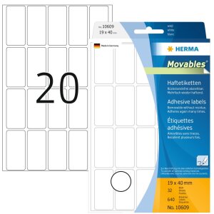 Multi-purpose labels 19x40 mm Movables-removable white...