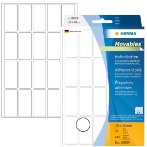 Multi-purpose labels 19x40 mm Movables-removable white 640 pcs.