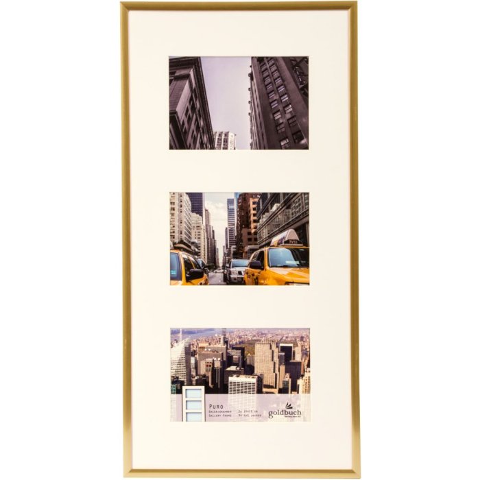 Gallery frame Puro 3 photos 10x15 cm gold