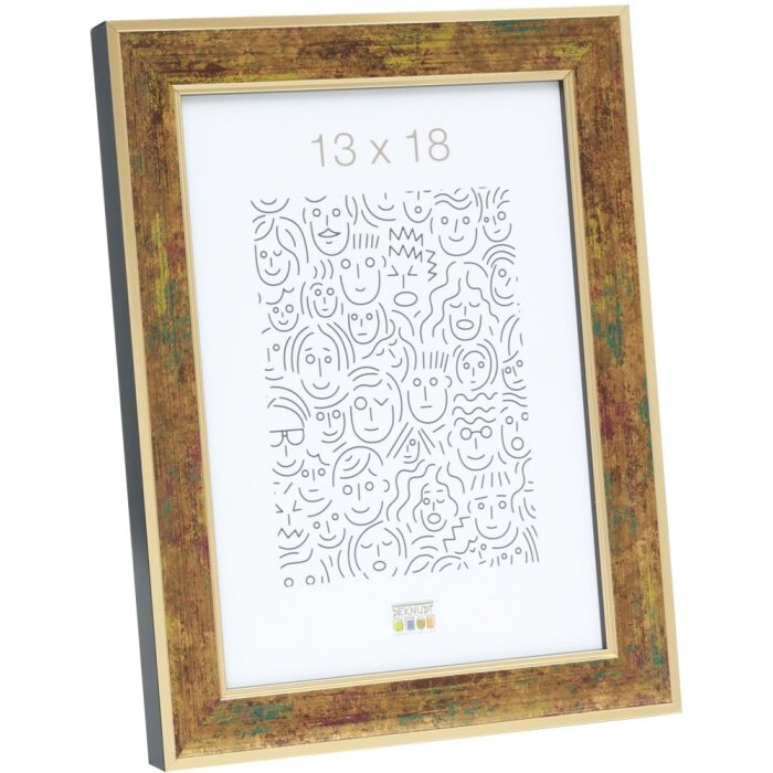 S40JB2 A gold coloured wooden photo frame with a touch of green and dark red