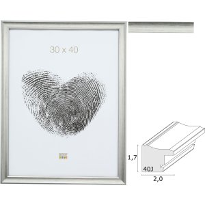 S40JE2 A silver coloured wooden photo frame with a touch...