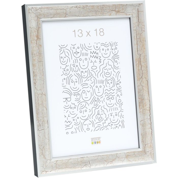 S40JE9 silver coloured wooden photo frame with a dark brown cracked finish