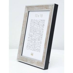 S40JE9 silver coloured wooden photo frame with a dark brown cracked finish