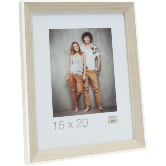 S46CH1 Photo frame in natural wood colour with white border