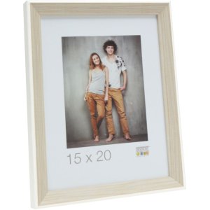 S46CH1 Photo frame in natural wood colour with white border