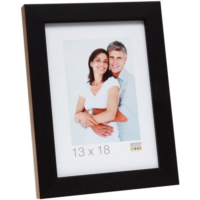 S46JH2 Wooden photo frame in black with a wood coloured side