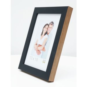 S46JH2 Wooden photo frame in black with a wood coloured side