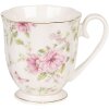 Clayre & Eef 6CEMU0059 Mug 200 ml Beige Pink Porcelain Flowers Gold