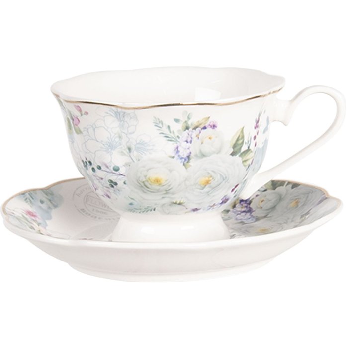 Cup and saucer Ø 15x7 cm - 0,22L - Clayre & Eef BUTKS