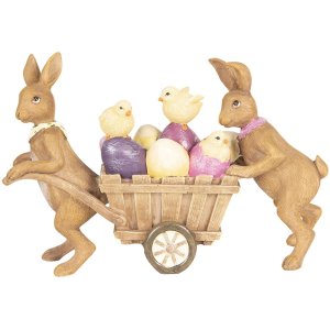 Decoration rabbits with cart 21x6x14 cm - Clayre & Eef