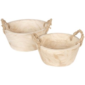 Wooden basket (2 pieces) Ø 36x16 cm - Ø...