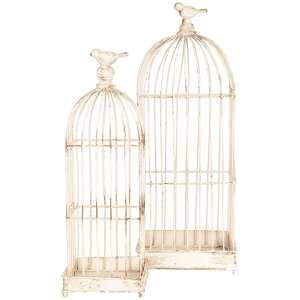 Decoration birdcage set (2 pieces) 22x22x58-16x16x47 cm