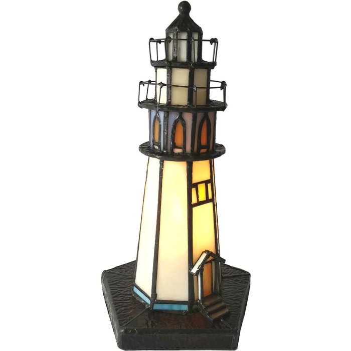 Table lamp Tiffany lighthouse Ø 12x28 cm E14-max 1x25W LumiLamp 5LL-6053