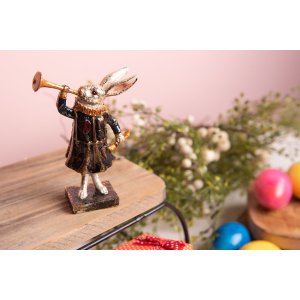 Decoration rabbit with trumpet 8x4x12 cm Clayre & Eef 6PR2524