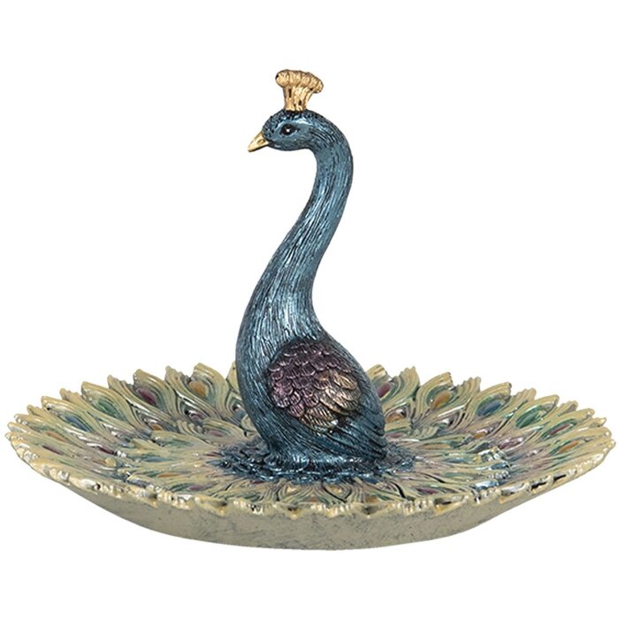 Decoration platter peacock  Ø 16x11 cm Clayre & Eef 6PR3012