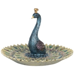 Decoration platter peacock  Ø 16x11 cm Clayre & Eef 6PR3012