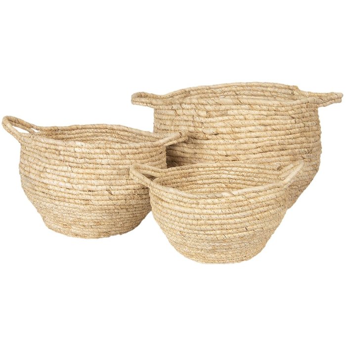 Basket (3 pcs) Ø 30x31 - Ø 25x26 - Ø 20x20 cm Clayre & Eef 6RO0472