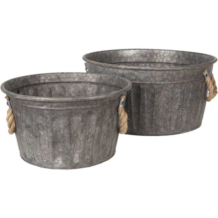 Decoration iron basin (2 pcs) Ø 35x17 - Ø 27x15 cm Clayre & Eef 6Y3735