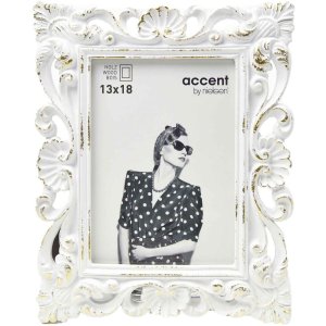 Accent portrait frame Fiore 13x18 cm white-gold