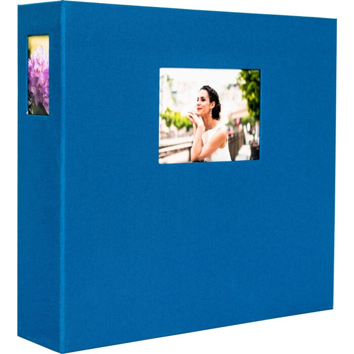 HNFD Photo album Lona blue linen 1000 pictures 34,5x33 cm 168 black sides