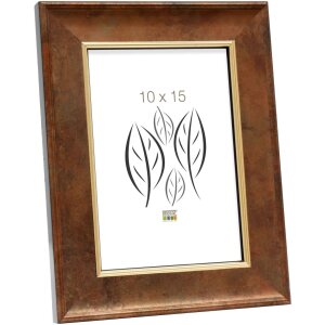 Wooden frame S46EA3 gold edge 15x15 cm anti-reflective glass