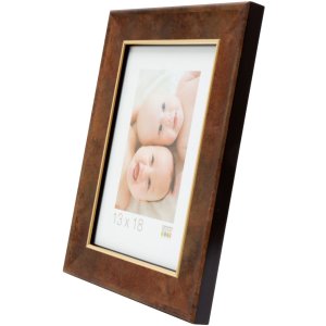 Wooden frame S46EA3 gold edge 20x20 cm anti-reflective glass