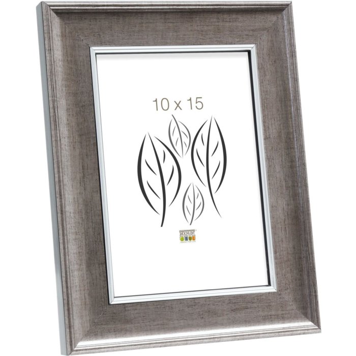 Wooden frame S46E silver edge 30x40 cm grey anti-reflex glass