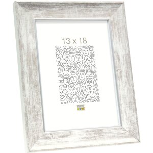 Wooden frame S46E silver edge 15x20 cm white anti-reflex...