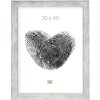 Wooden frame S46E silver edge 15x20 cm white anti-reflex glass