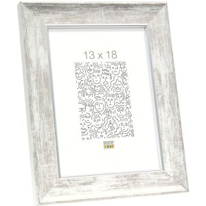 Wooden frame S46E silver edge 20x20 cm white anti-reflex...