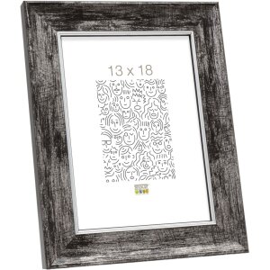 Wooden frame S46E silver edge 10x15 cm black anti-reflex...