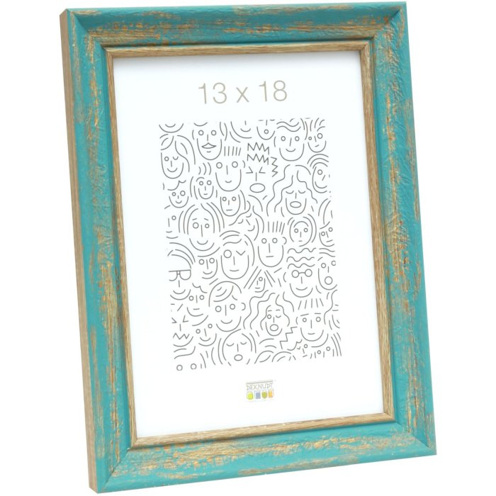 Wooden frame S46TG turquoise 10x15 cm