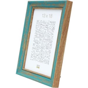 Wooden frame S46TG turquoise 10x15 cm