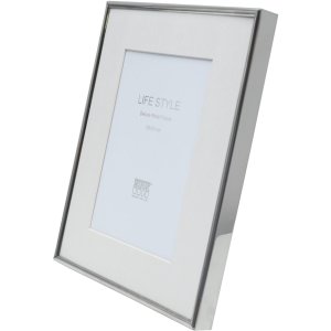 Photo frame S57MP1 silver glossy 10x15 cm with passepartout