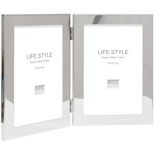 Double frame S57MQ1 silver glossy 2 photos 10x15 cm...