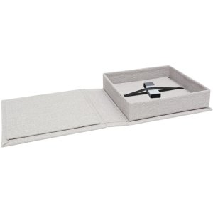 Grey Linen USB Box 13x13 cm