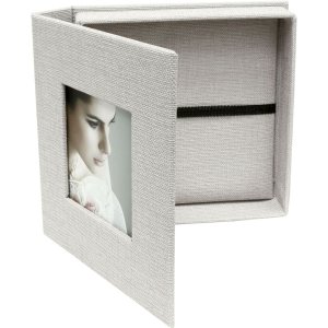 Grey Linen USB Box 13x13 cm