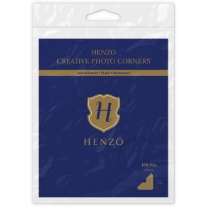 Henzo coloured photo corners black 108 pieces