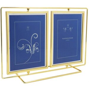 Double frame Swing 2 photos 10x15 cm gold