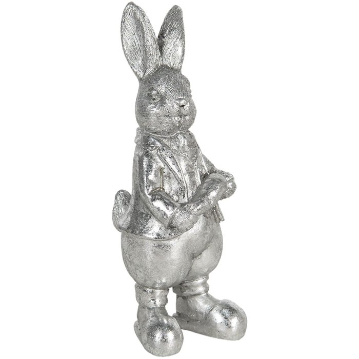 Decoration rabbit 6x6x13 cm silver 6PR3096ZI