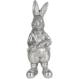 Decoration rabbit 6x6x13 cm silver 6PR3096ZI