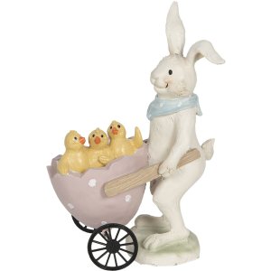 Decoration rabbit with cart 11x6x15 cm multicoloured...