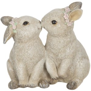 Decoration rabbits 10x6x10 cm beige 6PR2341