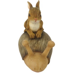 Decoration lying rabbit on snail 15x6x11 cm multicoloured...