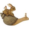 Decoration lying rabbit on snail 15x6x11 cm multicoloured  6PR3246