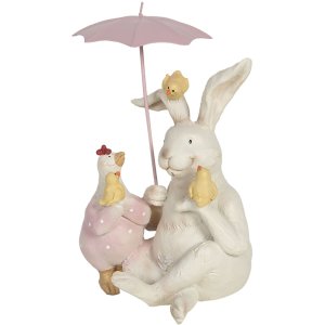 Decoration rabbit with umbrella 12x11x16 cm multicoloured...